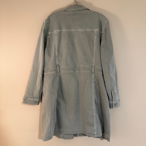 J.Jill Denim Utility Trench Coat Button Jacket Green denim duster - Picture 7 of 8